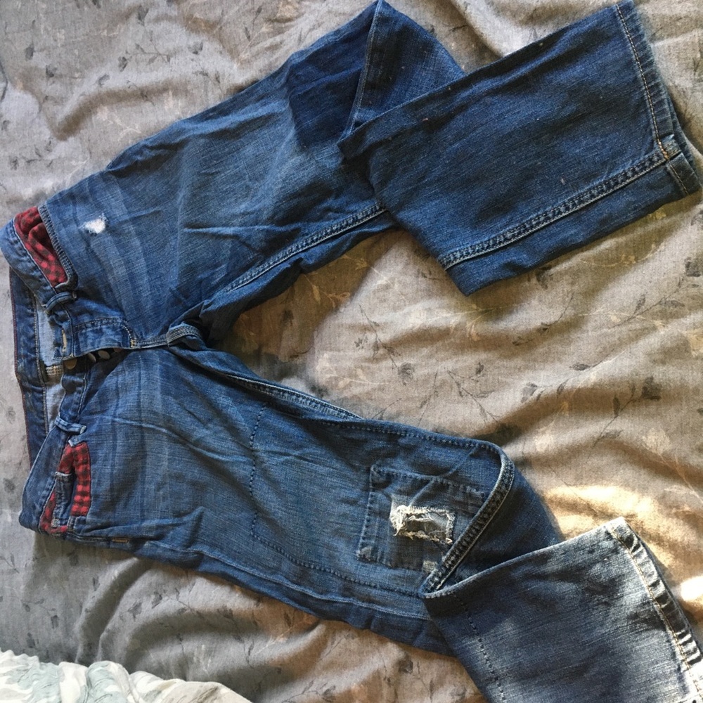 Eddie Bauer distressed jeans, relaxed size 2.